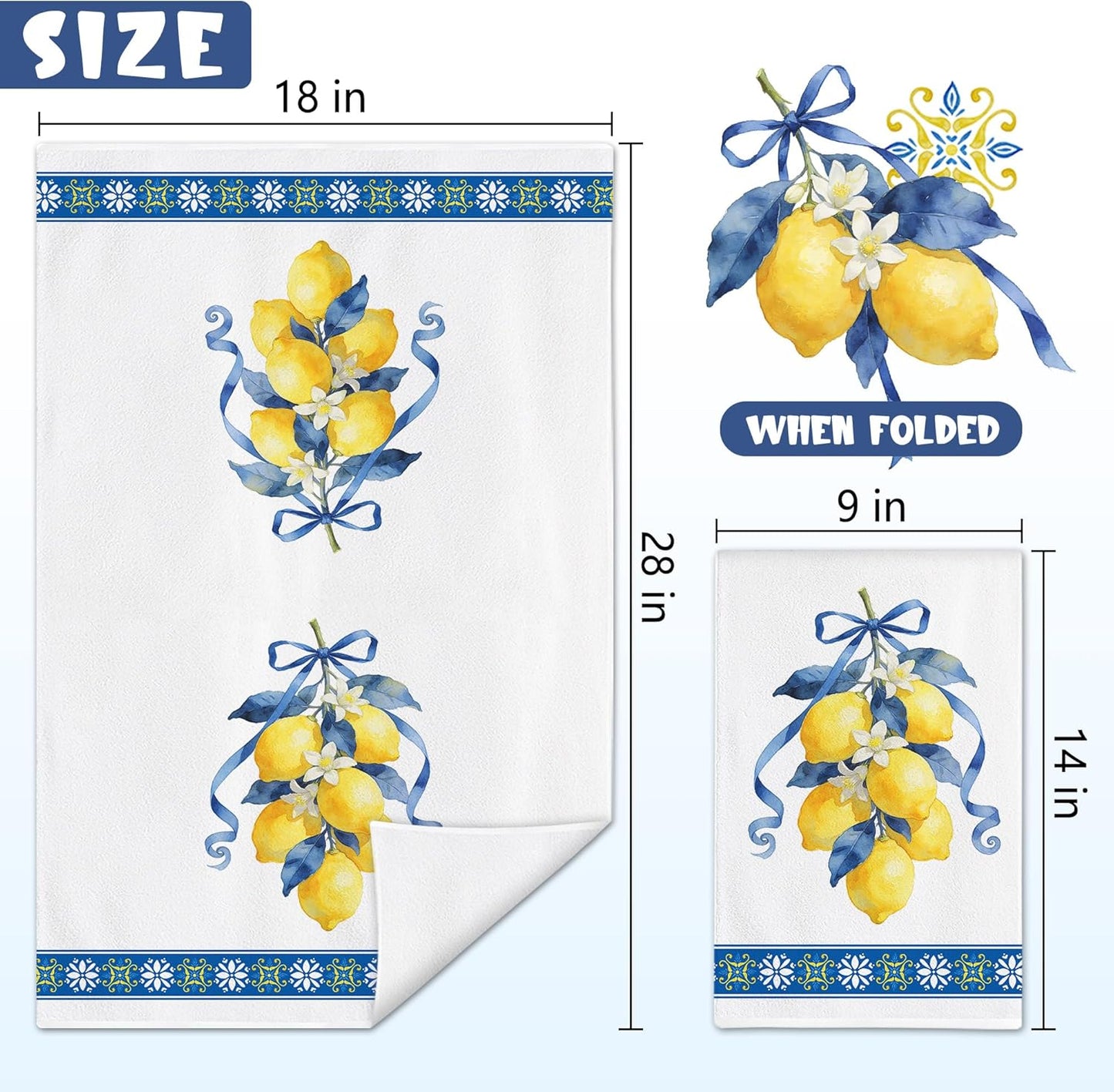 Lemon Kitchen Decor, Lemon Towel Gifts for Women for Bathroom Home | Set of 2, Hand Dish Towels, Funny, Cute, Summer, Spring, Housewarming Decoration Decor, Gifts for Lady