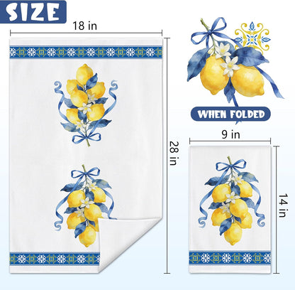 Lemon Kitchen Decor, Lemon Towel Gifts for Women for Bathroom Home | Set of 2, Hand Dish Towels, Funny, Cute, Summer, Spring, Housewarming Decoration Decor, Gifts for Lady