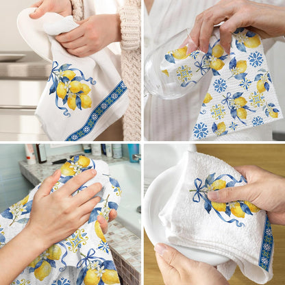 Lemon Kitchen Decor, Lemon Towel Gifts for Women for Bathroom Home | Set of 2, Hand Dish Towels, Funny, Cute, Summer, Spring, Housewarming Decoration Decor, Gifts for Lady