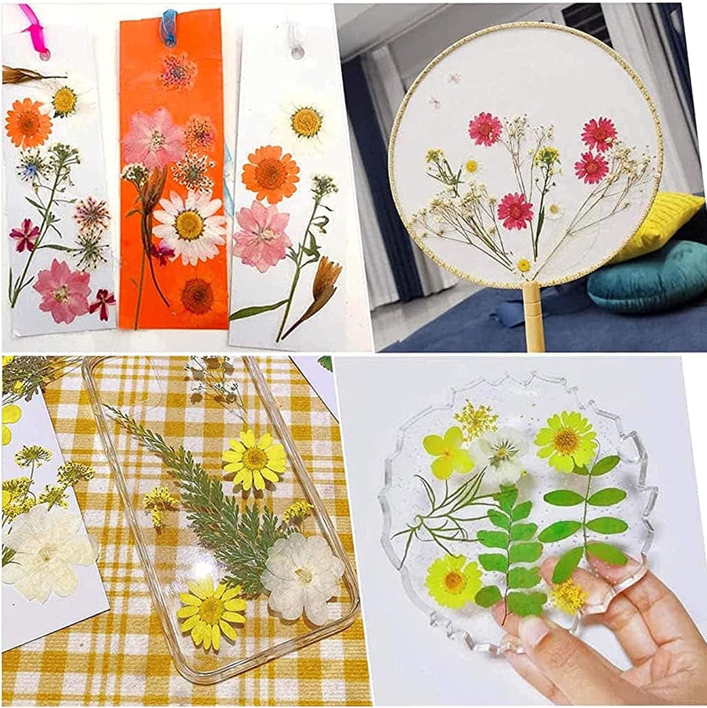 4 Pack Dried Flowers for Resin Molds, 137 Pcs Real Natural Dried Pressed Flowers, Yellow Natural Dried Pressed Leaves for Pressed Leaf Art Craft DIY Embellishment Decorations