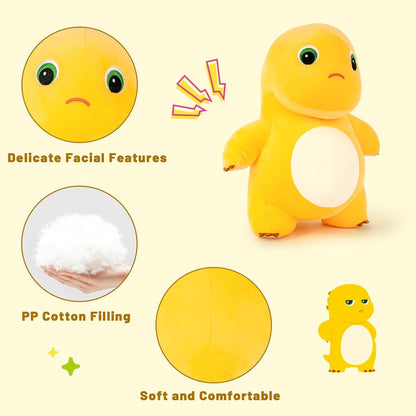 Nailong Dinosaur Stuffed Animal,9“ Cute Yellow Dinosaur Plush Soft Dino Stuffed Animals Dino Plushie Toys for Boys Girls Kids Baby Toddlers Angry