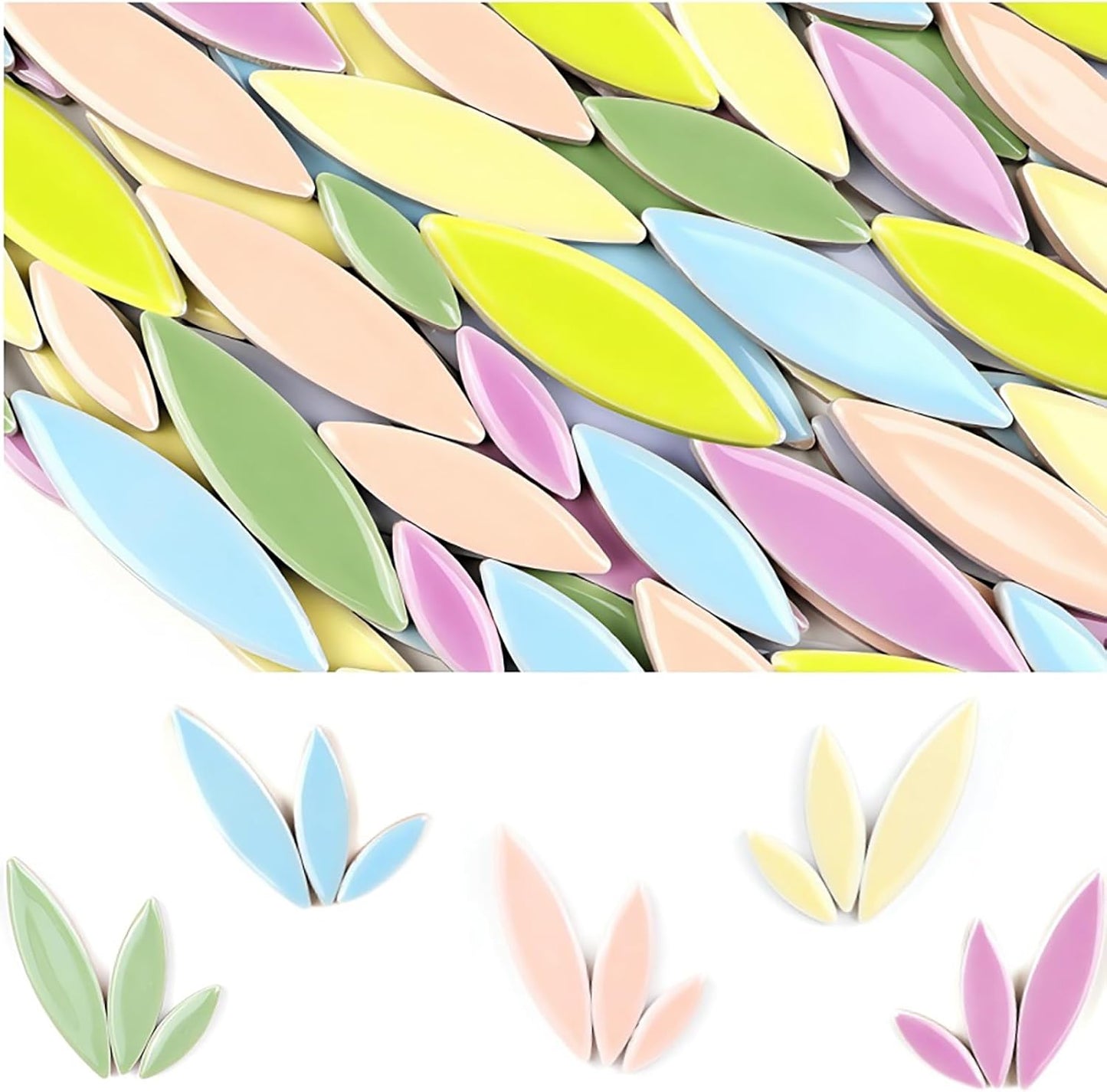 200g Ceramic Mosaic DIY Set Colorful Petal Ceramics Leafy Vein Mosaic Tiles Craft Materials Mosaic Art Materials - Red-Yellow Mix
