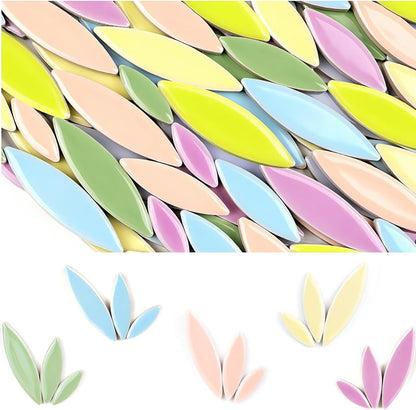 200g Ceramic Mosaic DIY Set Colorful Petal Ceramics Leafy Vein Mosaic Tiles Craft Materials Mosaic Art Materials - Red-Yellow Mix