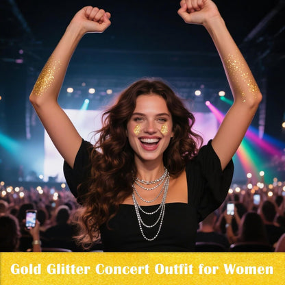 Gold Body Glitter,Yellow Face Glitter,Music Festival Singer Concert Outfits for Women,Holographic Hair Glitter Kids Makeup,Self-Adhesive Sparkle Face Body Glitter,Mardi Gras Accessories