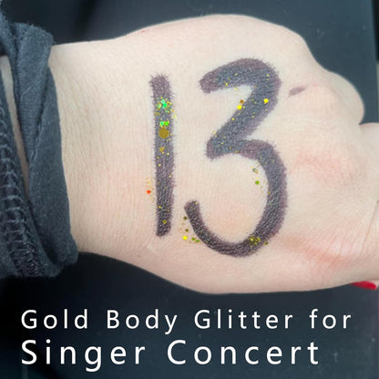 Gold Body Glitter,Yellow Face Glitter,Music Festival Singer Concert Outfits for Women,Holographic Hair Glitter Kids Makeup,Self-Adhesive Sparkle Face Body Glitter,Mardi Gras Accessories