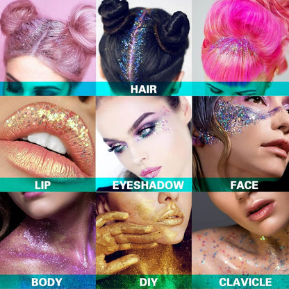 Gold Body Glitter,Yellow Face Glitter,Music Festival Singer Concert Outfits for Women,Holographic Hair Glitter Kids Makeup,Self-Adhesive Sparkle Face Body Glitter,Mardi Gras Accessories