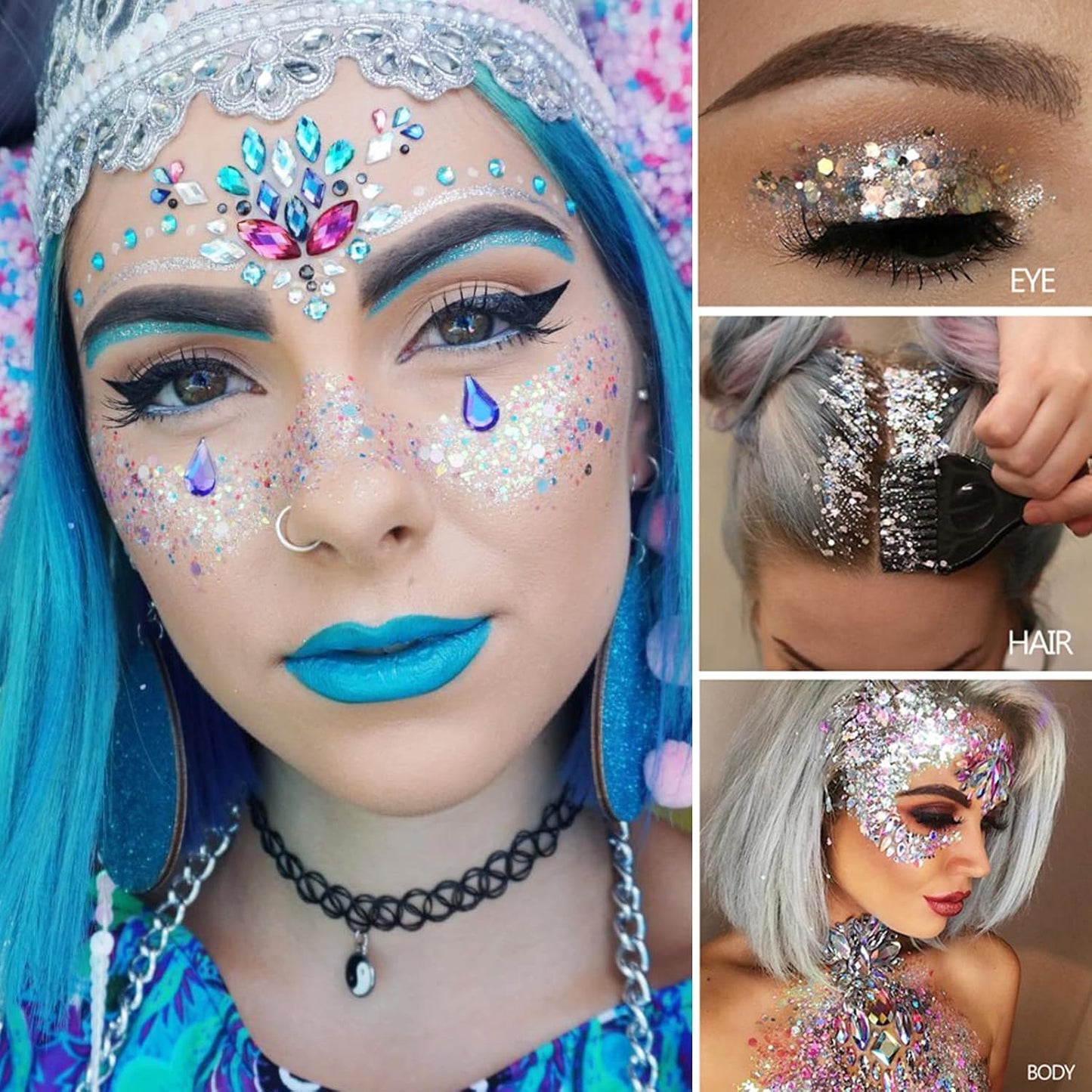 Gold Body Glitter,Yellow Face Glitter,Music Festival Singer Concert Outfits for Women,Holographic Hair Glitter Kids Makeup,Self-Adhesive Sparkle Face Body Glitter,Mardi Gras Accessories