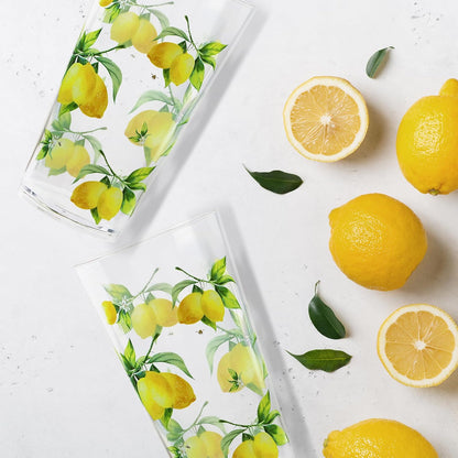 Calypso Basics Fresh Lemons 19 oz Acrylic Drinkware Set of 6 – BPA-Free, Indoor/Outdoor, Dishwasher Safe, Lemons with Bees
