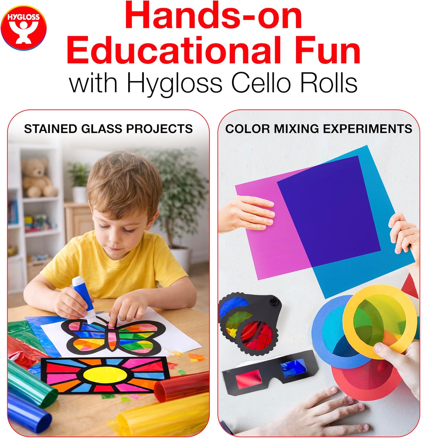 Hygloss Products Roll Cellophane Wrap for Crafts, Gifts, and Baskets 20 Inch x 12.5 Feet, Yellow