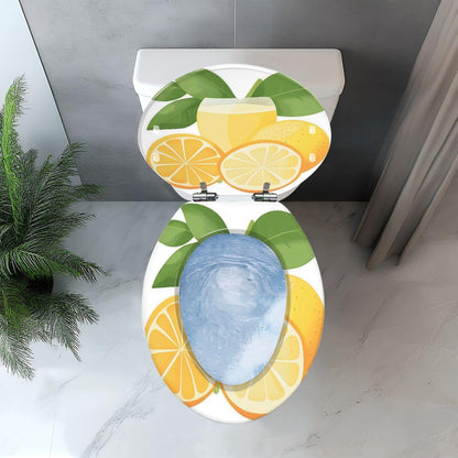 Elongated Toilet Seat lemon slice leaves transparent Art Resin Toilet Seat with Cover Easy to Install Quietly Close Quick Release Hinges Decorative