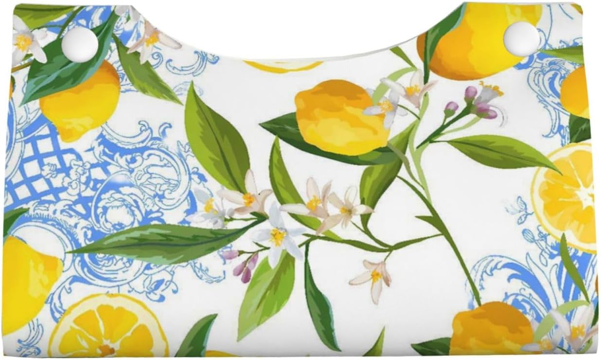 Baroque Yellow Lemons Long Tissue Box Cover | Paper Case Holder Organizer Desk Tabletop Home Decor Accessor Gift For Women Men