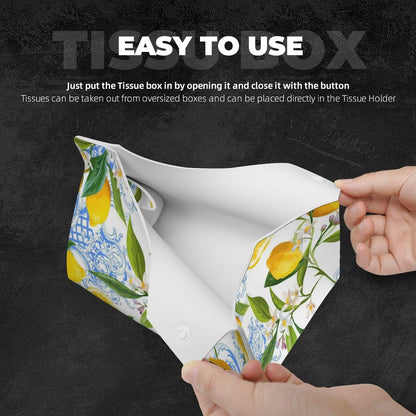 Baroque Yellow Lemons Long Tissue Box Cover | Paper Case Holder Organizer Desk Tabletop Home Decor Accessor Gift For Women Men