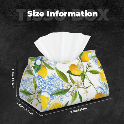 Baroque Yellow Lemons Long Tissue Box Cover | Paper Case Holder Organizer Desk Tabletop Home Decor Accessor Gift For Women Men