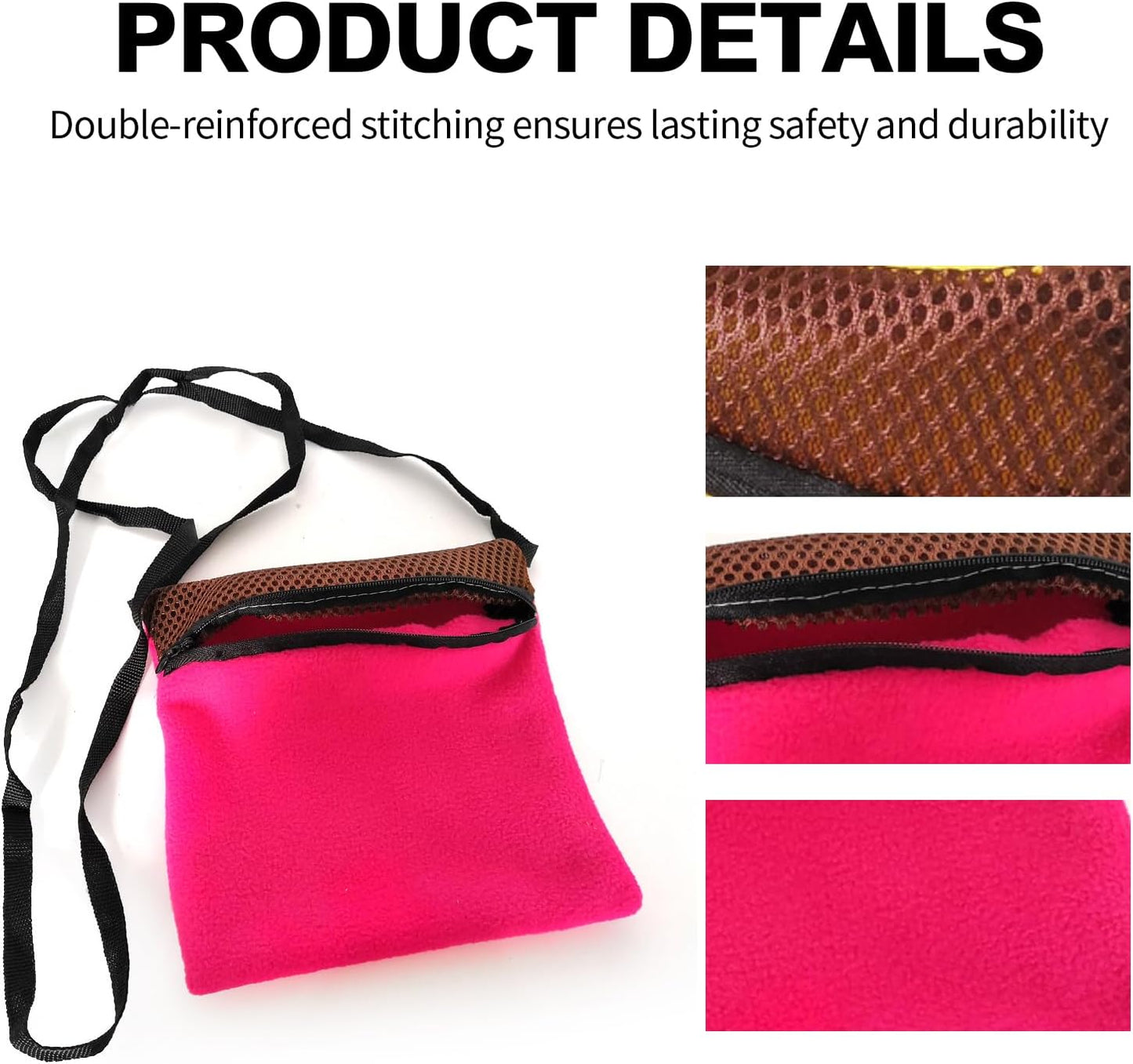 2-Pack Sugar Glider Pouch & Hamster Leash, Adjustable Rat/Bearded Dragon Carrier Bonding Bag—Portable Dwarf Hamster Travel Cage Accessories（Pink & Yellow）