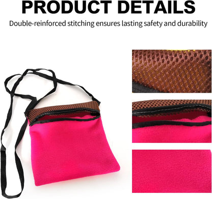 2-Pack Sugar Glider Pouch & Hamster Leash, Adjustable Rat/Bearded Dragon Carrier Bonding Bag—Portable Dwarf Hamster Travel Cage Accessories（Pink & Yellow）