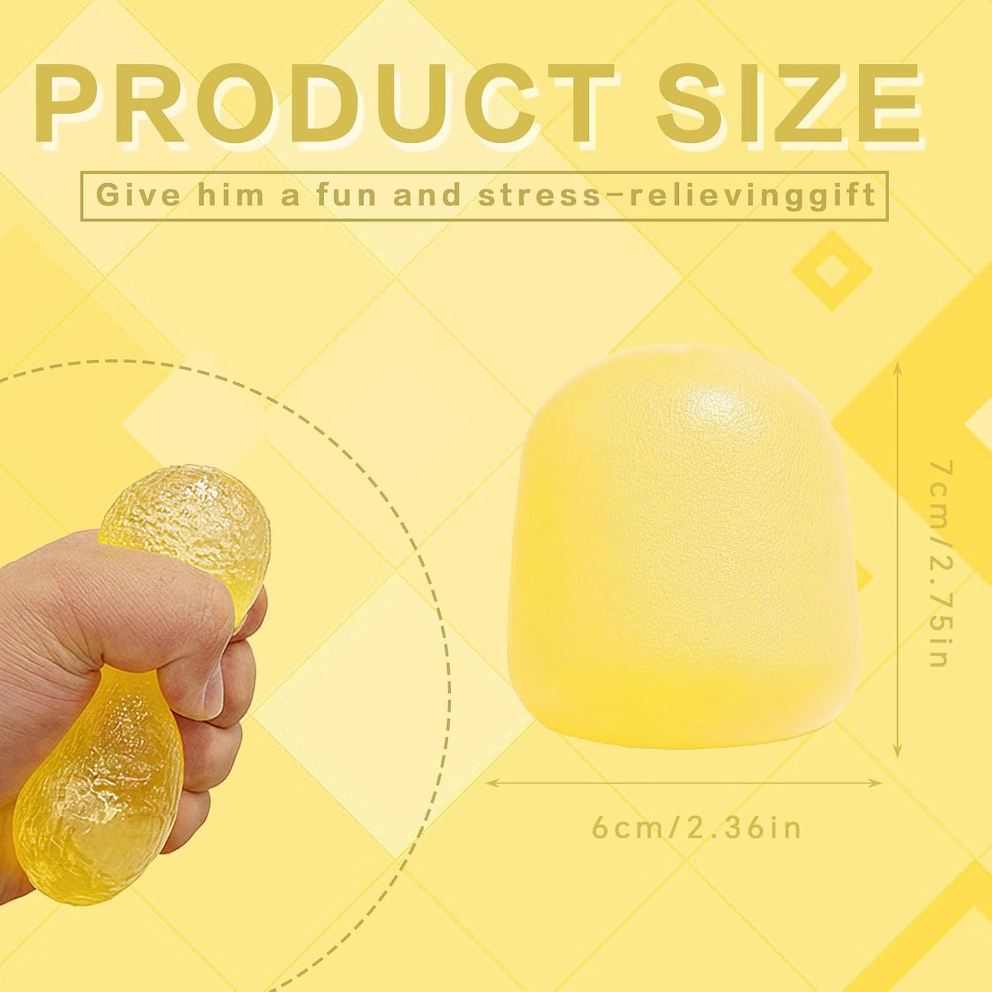 Soft Silicone Squishy Ball – Slow Rising Gumdrop Squeeze Toy for Kids Ages 3+ & Adults, Sensory Desk Toy for Home, Office & Everyday Play (Yellow)