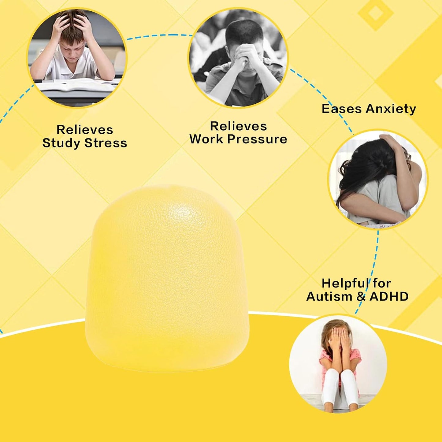 Soft Silicone Squishy Ball – Slow Rising Gumdrop Squeeze Toy for Kids Ages 3+ & Adults, Sensory Desk Toy for Home, Office & Everyday Play (Yellow)