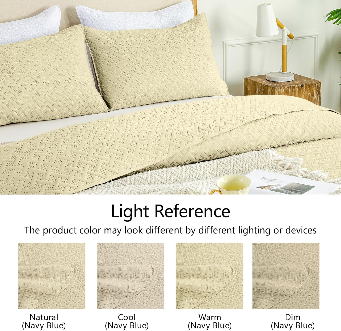 Twin Quilt Set,Lightweight Butter Yellow Bedspreads,Basket Weave Pattern,Ultra Soft Microfiber Bedspread Bed Coverlet 2 Pieces for All-Seasons (1 Quilt,1 Shams)