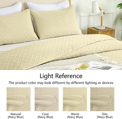Twin Quilt Set,Lightweight Butter Yellow Bedspreads,Basket Weave Pattern,Ultra Soft Microfiber Bedspread Bed Coverlet 2 Pieces for All-Seasons (1 Quilt,1 Shams)