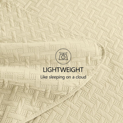 Twin Quilt Set,Lightweight Butter Yellow Bedspreads,Basket Weave Pattern,Ultra Soft Microfiber Bedspread Bed Coverlet 2 Pieces for All-Seasons (1 Quilt,1 Shams)