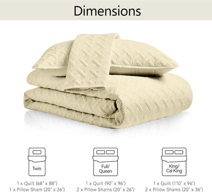 Twin Quilt Set,Lightweight Butter Yellow Bedspreads,Basket Weave Pattern,Ultra Soft Microfiber Bedspread Bed Coverlet 2 Pieces for All-Seasons (1 Quilt,1 Shams)