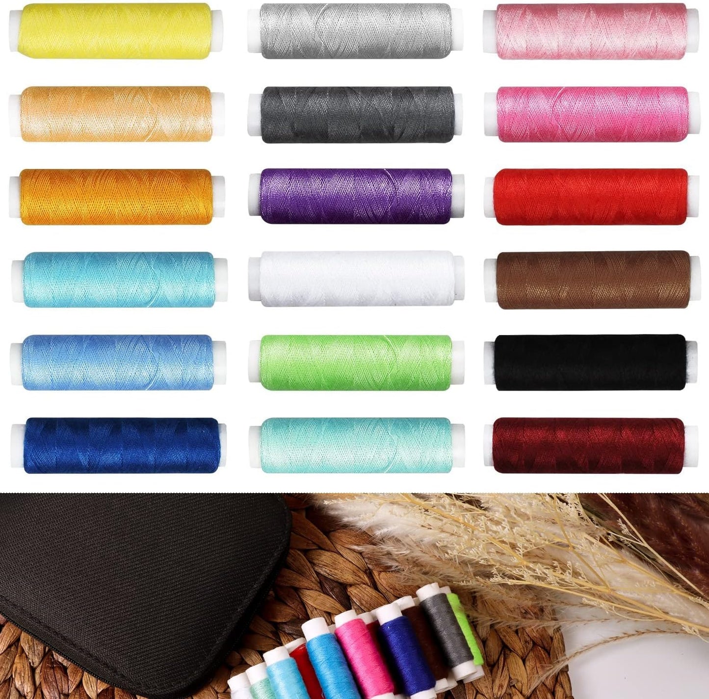 Sewing Kit with Case Portable Sewing Supplies for Mom Grandma Women Men Teen Girls Boys Home Traveler, Adults, Beginner, Emergency, Contains Thread, Scissors, Needles,Measuring Tape and More