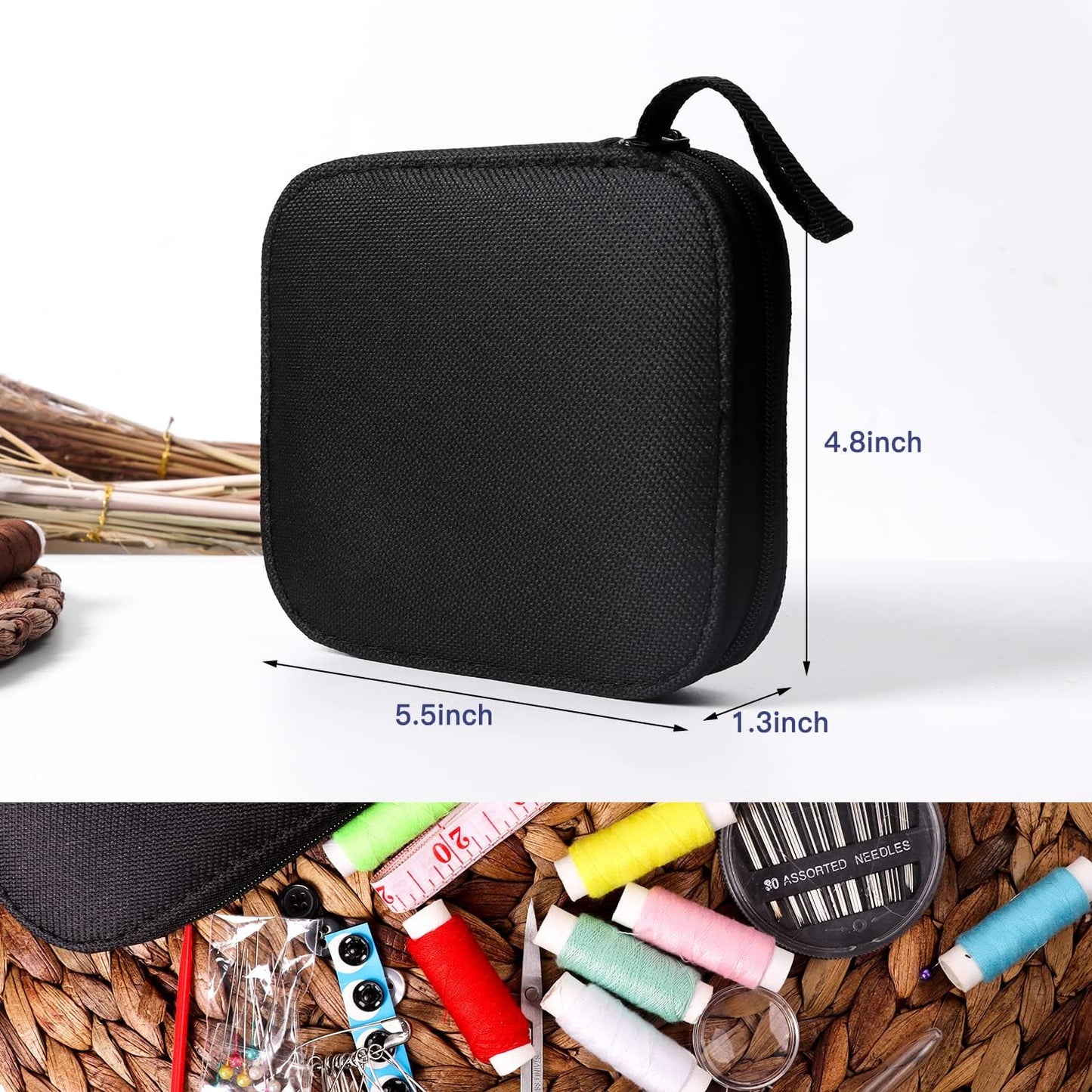Sewing Kit with Case Portable Sewing Supplies for Mom Grandma Women Men Teen Girls Boys Home Traveler, Adults, Beginner, Emergency, Contains Thread, Scissors, Needles,Measuring Tape and More