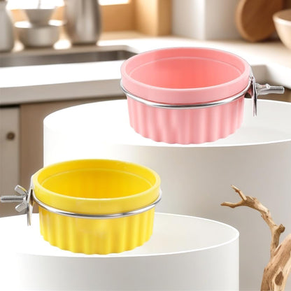 2 Pack Bird Detachable Bowl Plastic Food Cup Convenient Hanging Seed Water Feeder for Bird Parrot Canary Finch Parakeet Budgie Cockatiel Lovebird