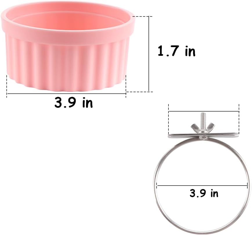 2 Pack Bird Detachable Bowl Plastic Food Cup Convenient Hanging Seed Water Feeder for Bird Parrot Canary Finch Parakeet Budgie Cockatiel Lovebird