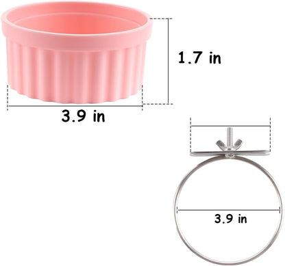 2 Pack Bird Detachable Bowl Plastic Food Cup Convenient Hanging Seed Water Feeder for Bird Parrot Canary Finch Parakeet Budgie Cockatiel Lovebird