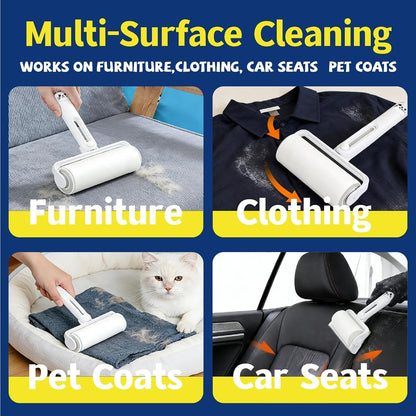 4-in-1 Pet Hair Remover and Grooming Kit for Dogs Cats, Reusable Lint Roller, Deshedding Glove, De-Shedding Tool for Fur Removal and Silicone Bath Brush for Dog Cat Furniture Clothing Car Seats, Blue