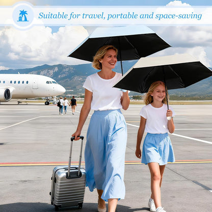 Mini Umbrella Compact for Travel, UV Sun Protection(UPF50+), Waterproof for Light Rain, Suitable for Women & Kids With a Case, Manual 6k Folding Small Pocket Size Ufor Backpack/Purse