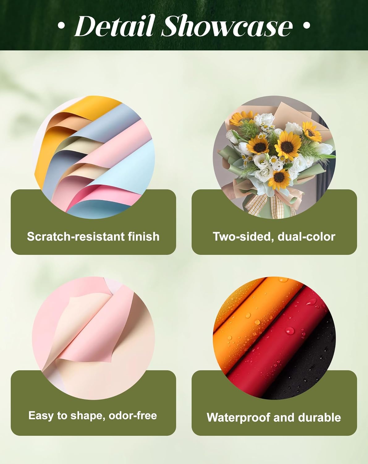 20 Pcs Double Sided Flower Wrapping Paper 22.4 inch Matte Waterproof Floral Bouquet Wrappings Papers for Floral Wrap Gift Packaging Florist Packing Supplies DIY Crafts,Yellow - Orange