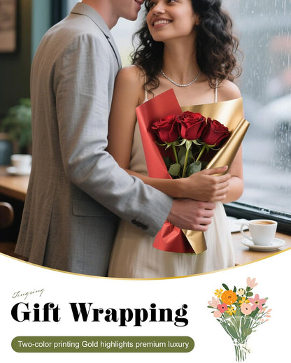 20 Pcs Double Sided Flower Wrapping Paper 22.4 inch Matte Waterproof Floral Bouquet Wrappings Papers for Floral Wrap Gift Packaging Florist Packing Supplies DIY Crafts,Yellow - Orange