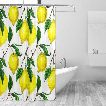 Shower Curtain for Bathroom, Bright Yellow Lemons Waterproof Washable Shower Bath Curtain for Home Hotels with 12 Hooks, 60x72 in