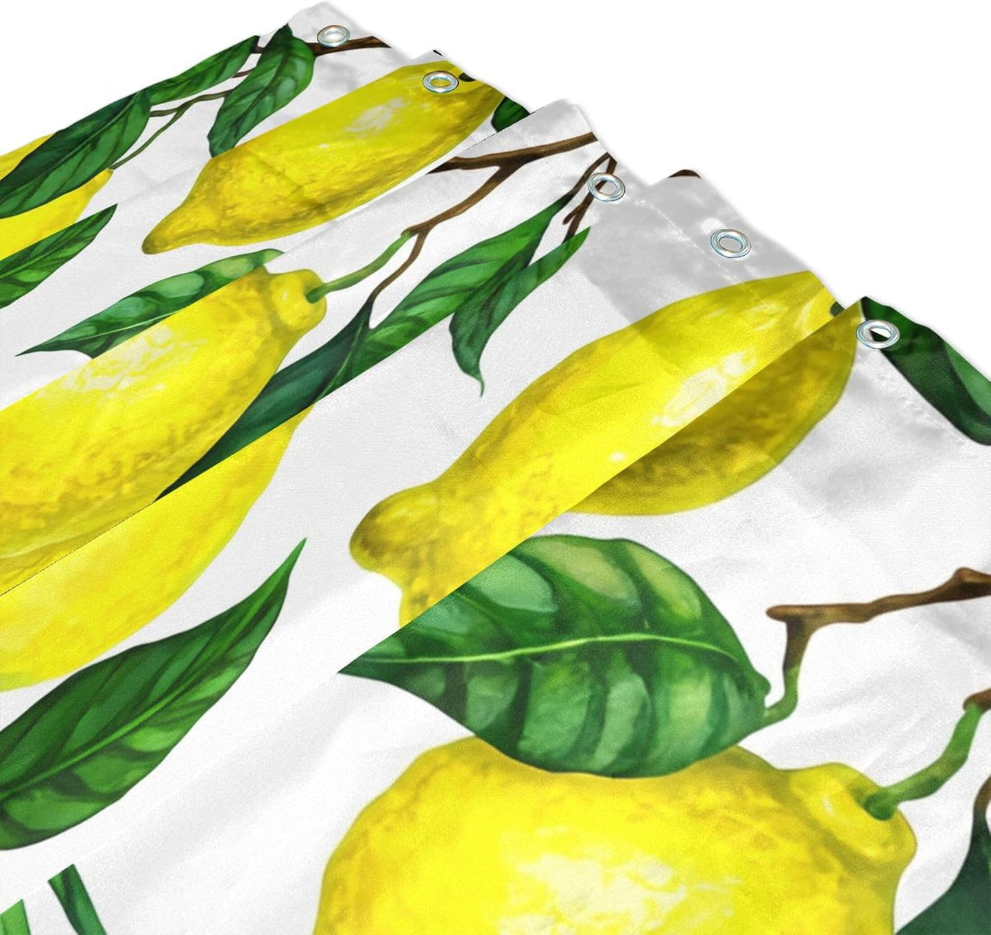 Shower Curtain for Bathroom, Bright Yellow Lemons Waterproof Washable Shower Bath Curtain for Home Hotels with 12 Hooks, 60x72 in