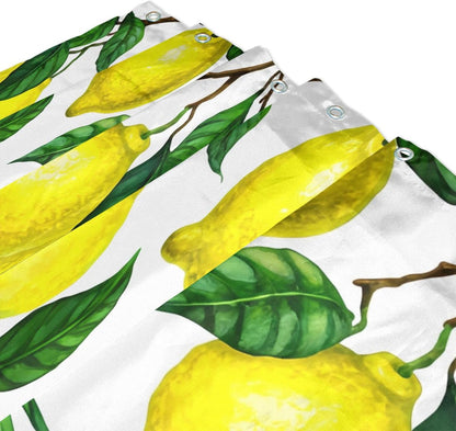 Shower Curtain for Bathroom, Bright Yellow Lemons Waterproof Washable Shower Bath Curtain for Home Hotels with 12 Hooks, 60x72 in