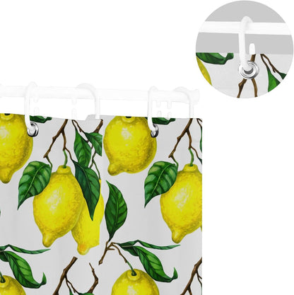 Shower Curtain for Bathroom, Bright Yellow Lemons Waterproof Washable Shower Bath Curtain for Home Hotels with 12 Hooks, 60x72 in