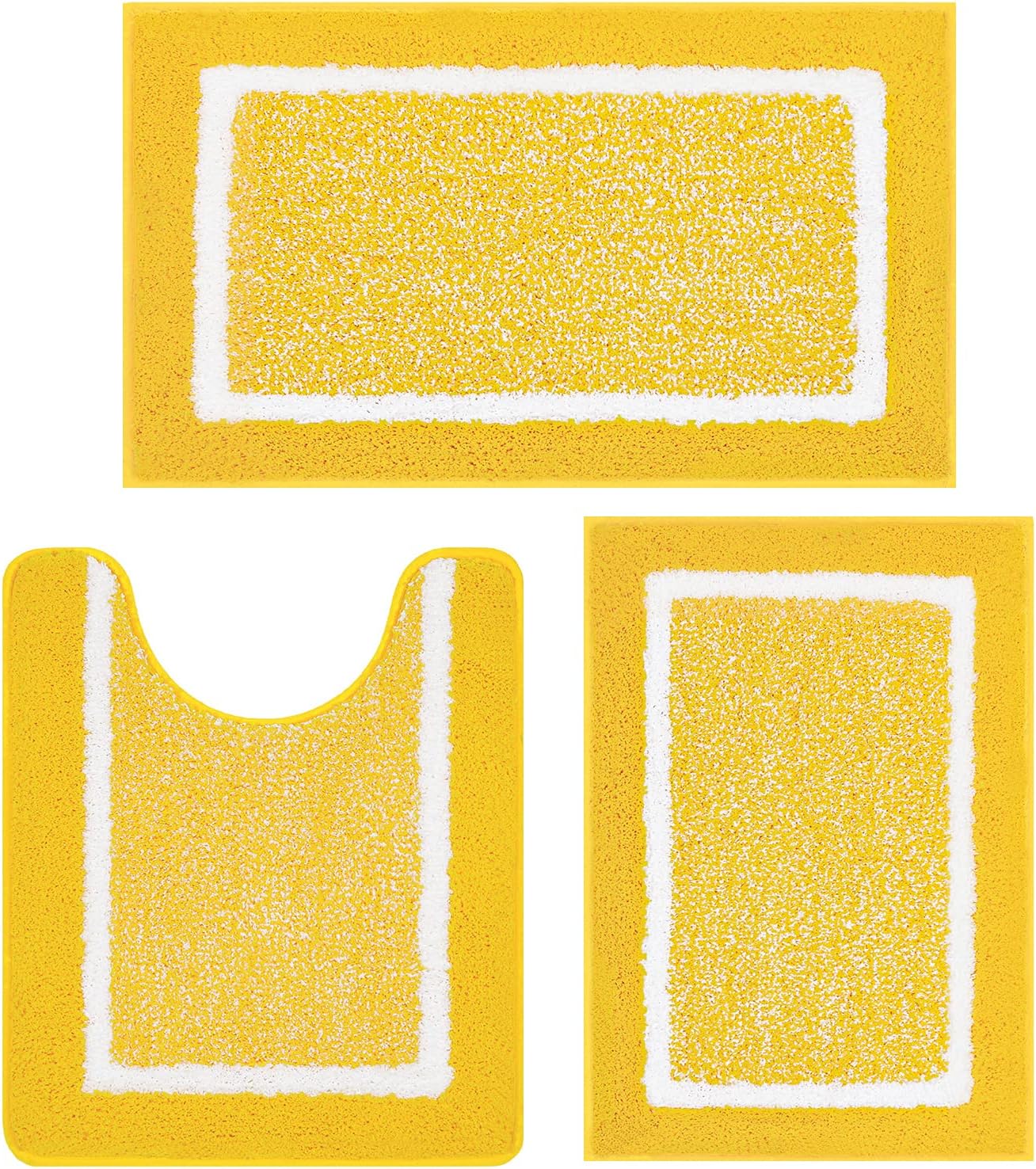 Bathroom Rugs Sets 3 Piece Bathroom Shower Rugs with U-Shaped Contour Toilet Mat Absorbent Microfiber Plush Bath Mats Non Slip Bath Rugs Machine Washable Shaggy Bath Floor Mats