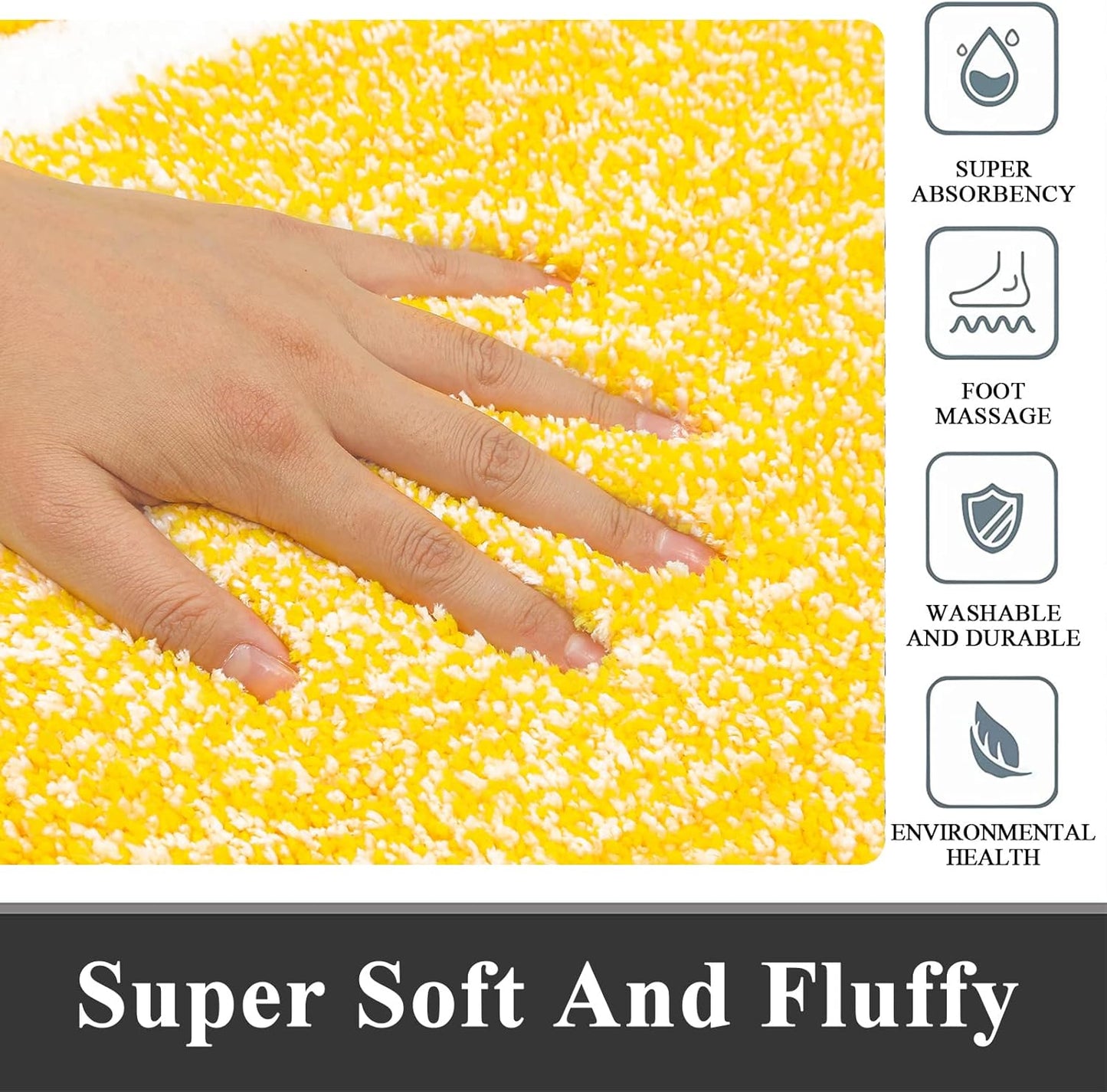Bathroom Rugs Sets 3 Piece Bathroom Shower Rugs with U-Shaped Contour Toilet Mat Absorbent Microfiber Plush Bath Mats Non Slip Bath Rugs Machine Washable Shaggy Bath Floor Mats