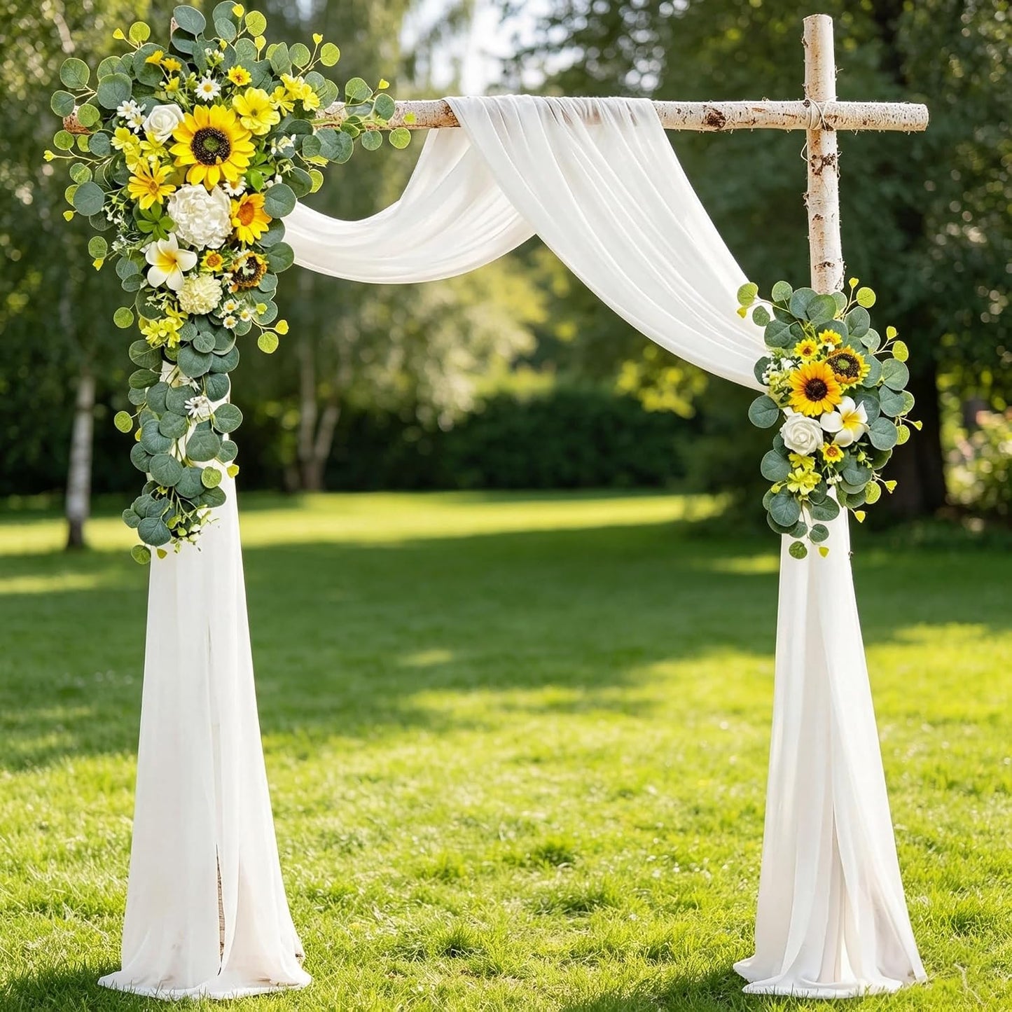 Wedding Arch Flowers Kit,Artificial Flower Arch Decor,2pcs Artificial Flower Arrangement for Wedding Decor Reception Backdrop Floral Decorations (Yellow&Sunflower)