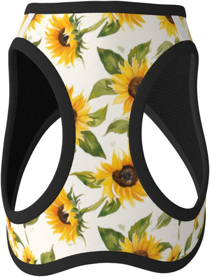 Sunflowers Yellow No Pull Dog Harness and Leash Set, Adjustable Reflective Vest for Small Dogs,Cute Soft Puppy Harness for Walking Training,M(Chest:17"-19")