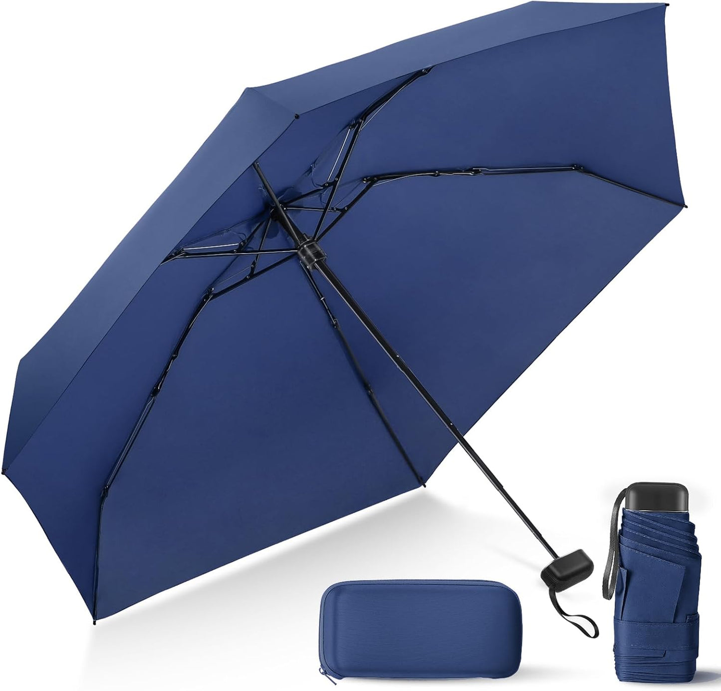 Mini Umbrella for Travel with Case Small Compact Sun Rain Tiny for Purse | compact small size and easy carry to outdoor, suitable for sunny days/ light rain/travel