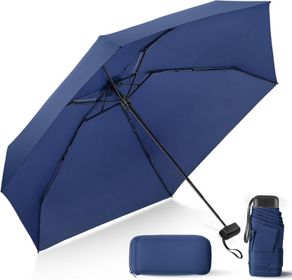 Mini Umbrella for Travel with Case Small Compact Sun Rain Tiny for Purse | compact small size and easy carry to outdoor, suitable for sunny days/ light rain/travel