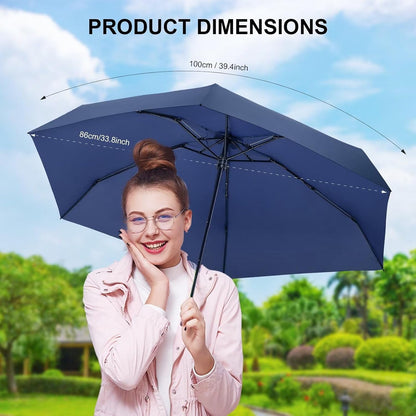 Mini Umbrella for Travel with Case Small Compact Sun Rain Tiny for Purse | compact small size and easy carry to outdoor, suitable for sunny days/ light rain/travel