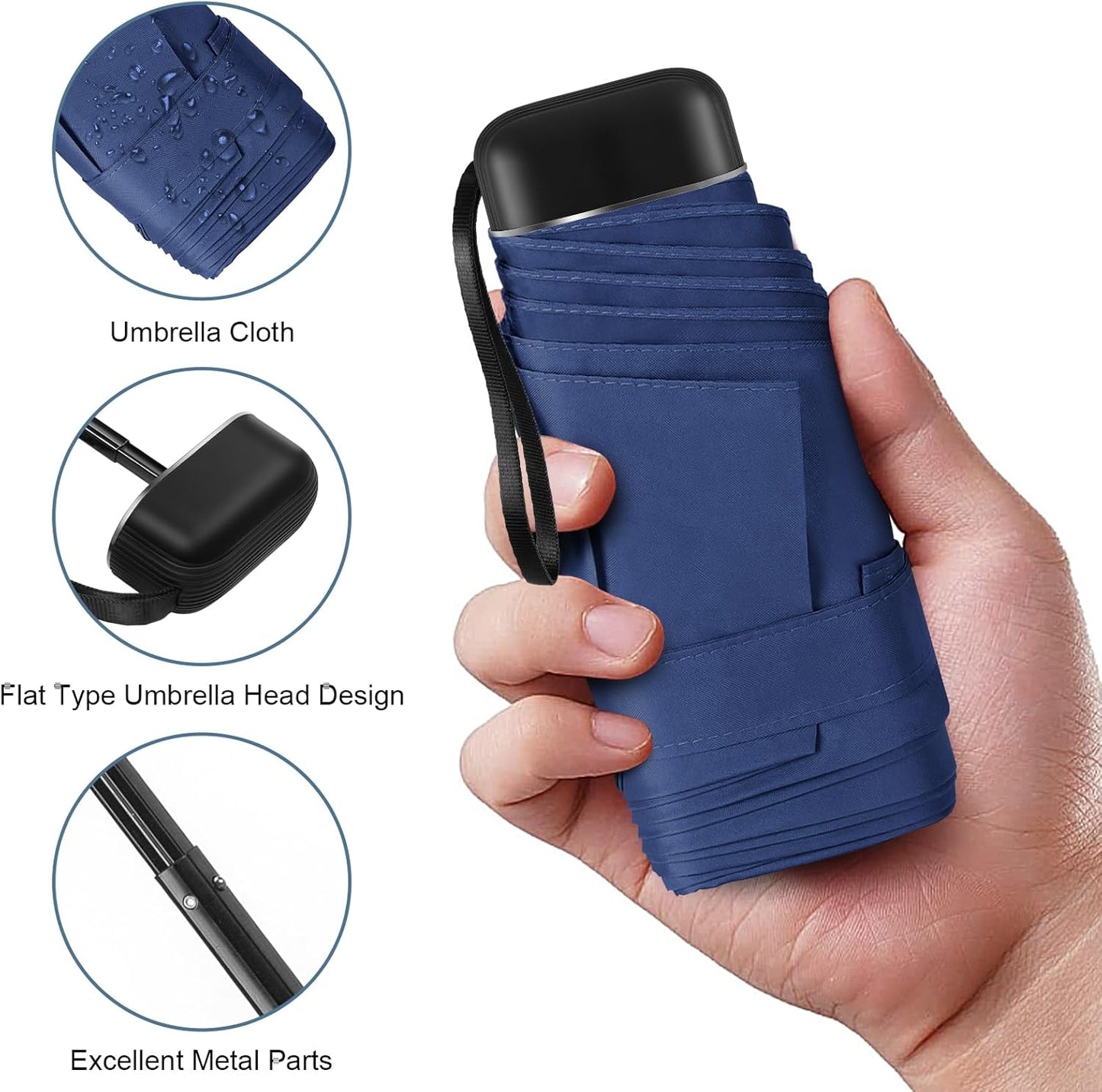 Mini Umbrella for Travel with Case Small Compact Sun Rain Tiny for Purse | compact small size and easy carry to outdoor, suitable for sunny days/ light rain/travel