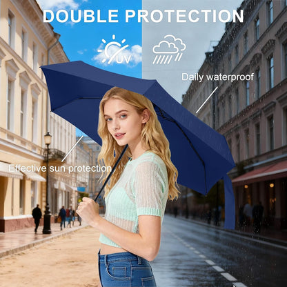Mini Umbrella for Travel with Case Small Compact Sun Rain Tiny for Purse | compact small size and easy carry to outdoor, suitable for sunny days/ light rain/travel