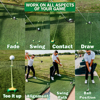 Golf Tee Holder, Golf Mat Tee, Golf Alignment String, Baseball Agility Training for Indoor and Outdoor, Made in the USA.