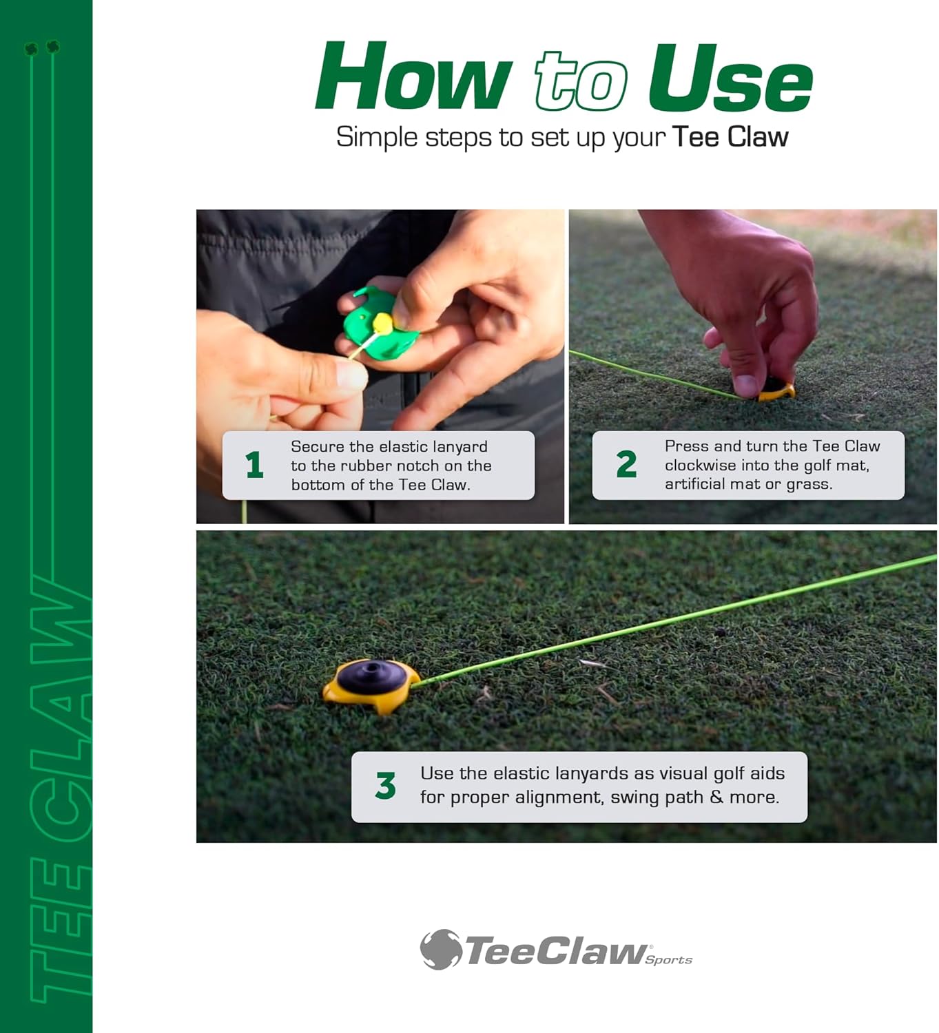 Golf Tee Holder, Golf Mat Tee, Golf Alignment String, Baseball Agility Training for Indoor and Outdoor, Made in the USA.
