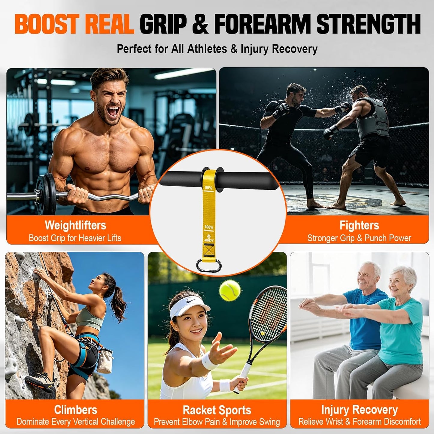 SERTT Forearm Trainer Wrist Roller with Thickened Non-Slip Handles & Adjustable Strap, Forearm Strength Training and Hand Exerciser for Grip Wrist, Home Gym Workout Equipment Muscle Building